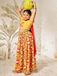 VASTRAMAY Girls Embroidered Sequinned Ready to Wear Lehenga & Blouse With Dupatta