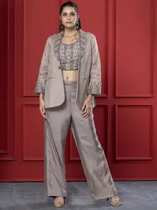 GloballyRonakRBafna Tailored Fit Embroidered Notched Lapel Long Sleeve Blazer