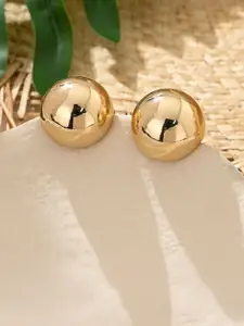 V FASHION JEWELLERY Stainless Steel Gold-Plated Circular Shaped Studs