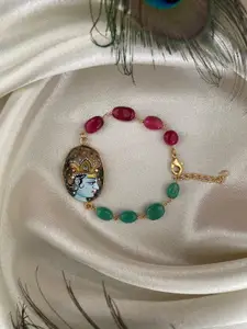 Digital Dress Room Artificial Beaded Krishna Pendant Bracelet Lumba Rakhi