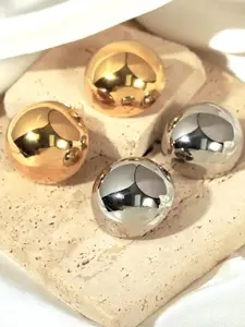 V FASHION JEWELLERY Set Of 2 Stainless Steel Circular Shaped Studs