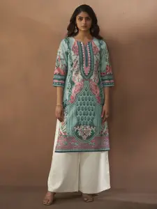 Anouk Women Ethnic Motifs Printed Mirror Work Kurta