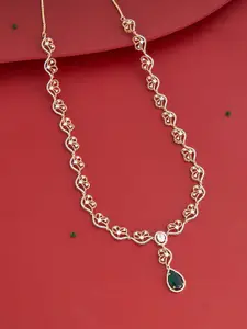 Kushal's Fashion Jewellery Gold-Plated Zircon Stone Studded Necklace