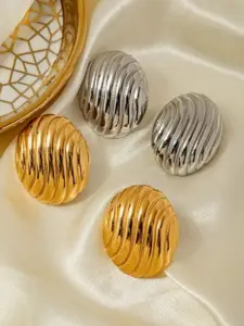 V FASHION JEWELLERY Set Of 2 Stainless Steel Circular Shaped Studs