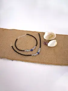 HIGH TRENDZ Silver-Plated Artificial Beaded Anklets