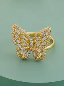 Kushal's Fashion Jewellery Gold-Plated Zircon-Studded Finger Ring