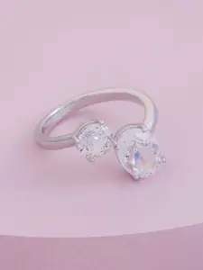 Kushal's Fashion Jewellery Rhodium-Plated Zircon-Studded Finger Ring
