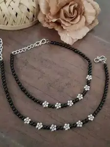 HIGH TRENDZ Silver-Plated Artificial Beaded Anklets