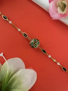 Digital Dress Room Ball Shaped Artificial Stones Studded Bracelet Wraparound Rakhi