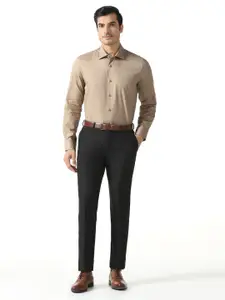 Blackberrys India Slim Fit Textured Spread Collar Pure Cotton Formal Shirt