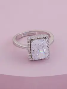 Kushal's Fashion Jewellery Rhodium-Plated Zircon-Studded Finger Ring