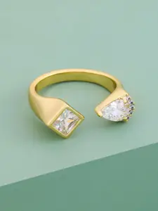 Kushal's Fashion Jewellery Gold-Plated Zircon-Studded Finger Ring