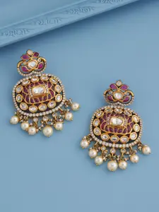 Kushal's Fashion Jewellery Gold-Plated Kundan Classic Drop Earrings