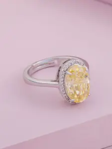 Kushal's Fashion Jewellery Rhodium-Plated Zircon-Studded Finger Ring