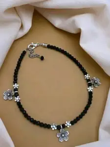 HIGH TRENDZ Silver-Plated Artificial Beaded Anklets