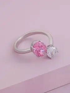 Kushal's Fashion Jewellery Rhodium-Plated Zircon-Studded Finger Ring