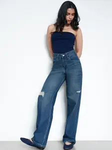 FREAKINS Lush blue Distressed Women's Straight Jeans