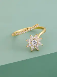 Kushal's Fashion Jewellery Gold-Plated Zircon-Studded Finger Ring