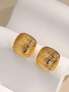 V FASHION JEWELLERY Stainless Steel Gold-Plated Square Shaped Studs