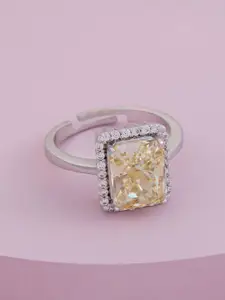 Kushal's Fashion Jewellery Rhodium-Plated Zircon-Studded Finger Ring