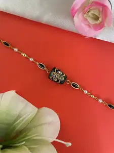 Digital Dress Room Artificial Stones Studded & Pearls Beaded Bracelet Lumba Rakhi