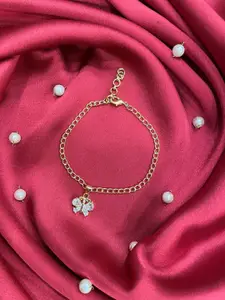 Digital Dress Room Gold-Plated American Diamond Studded Butterfly Pendant Lumba Rakhi