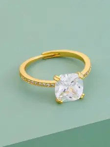 Kushal's Fashion Jewellery Gold-Plated Zircon-Studded Finger Ring