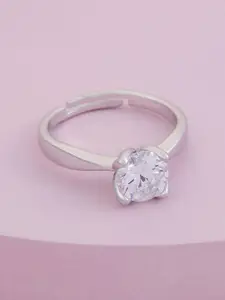 Kushal's Fashion Jewellery Rhodium-Plated Zircon-Studded Finger Ring