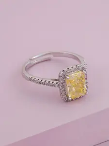 Kushal's Fashion Jewellery Rhodium-Plated Zircon-Studded Finger Ring