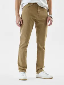 Snitch Men Tan Mid-Rise Slim Fit Jeans