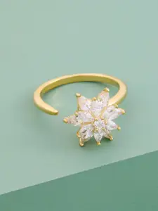 Kushal's Fashion Jewellery Gold-Plated Zircon-Studded Finger Ring