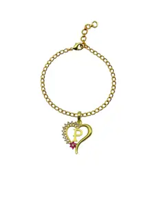 Digital Dress Room P Letter Heart Artificial Stones Studded Wraparound Bracelet Rakhi