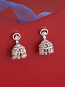 Kushal's Fashion Jewellery Rhodium-Plated Jhumkas Earrings