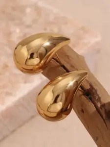 V FASHION JEWELLERY Set Of 2 Stainless Steel Gold-Plated Teardrop Shaped Studs