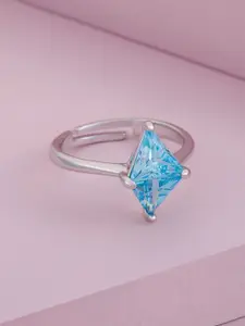 Kushal's Fashion Jewellery Rhodium-Plated Zircon-Studded Finger Ring