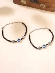 HIGH TRENDZ Silver-Plated Artificial Beaded Anklets