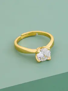 Kushal's Fashion Jewellery Gold-Plated Zircon-Studded Finger Ring