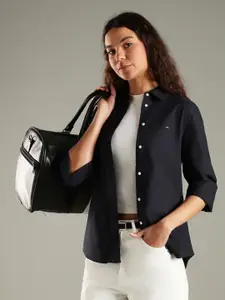 Tommy Hilfiger Women Solid Spread Collar Casual Shirt