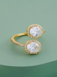 Kushal's Fashion Jewellery Gold-Plated Zircon-Studded Finger Ring