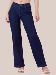 DressBerry Women Classic Straight Fit Mid-Rise Clean Look Non Stretchable Cotton Jeans