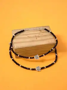 HIGH TRENDZ Silver-Plated Artificial Beaded Anklets