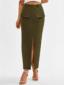 Outzidr Front Pocket Straight Maxi Skirt