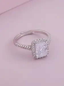 Kushal's Fashion Jewellery Rhodium-Plated Zircon-Studded Finger Ring