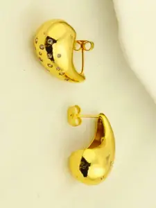 V FASHION JEWELLERY Stainless Steel Gold-Plated Teardrop Shaped Studs
