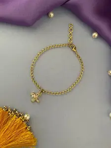 Digital Dress Room Gold-Plated American Diamond Studded Flower Pendant Lumba Rakhi