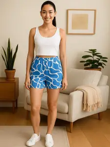 GAB Women Abstract Printed High-Rise Regular Shorts