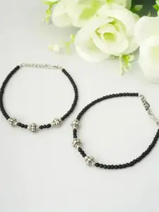 HIGH TRENDZ Silver-Plated Artificial Beaded Anklets