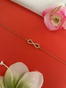 Digital Dress Room Gold-Plated American Diamond Studded Infinity Pendant Lumba Rakhi