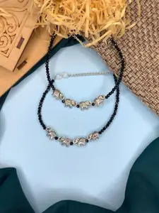 HIGH TRENDZ Silver-Plated Artificial Beaded Anklets