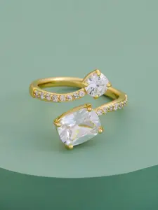 Kushal's Fashion Jewellery Gold-Plated Zircon-Studded Finger Ring